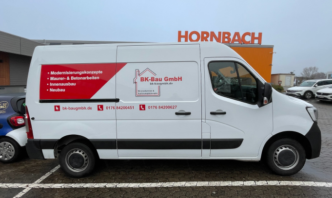 Fahrzeugbeschriftung für ,,BK-Bau GmbH"