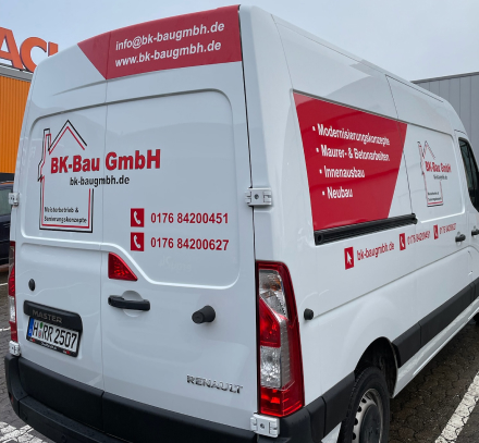 Fahrzeugbeschriftung für ,,BK-Bau GmbH"