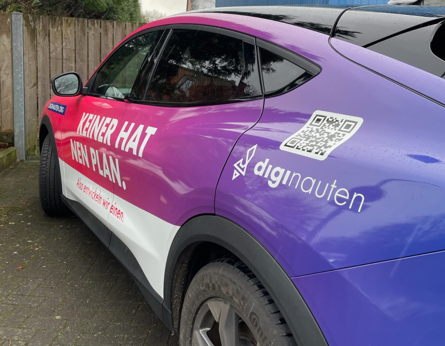Diginauten Vollfolierung im Digitaldruck linke Seitenansicht